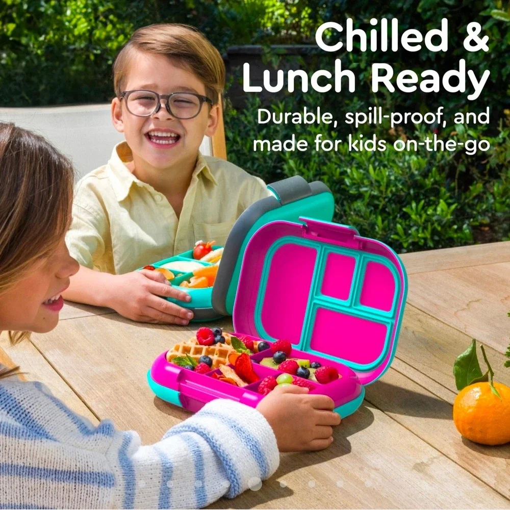 Bentgo Kids Chill Leak-Proof Bento Lunch Box Green Navy Blue with Ice Pack Tray